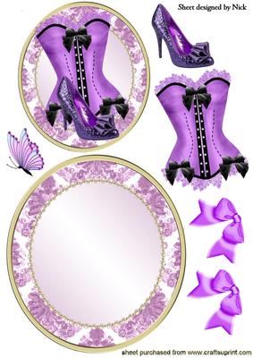 Beautiful Purple Basque and Shoe on Floral Rocker