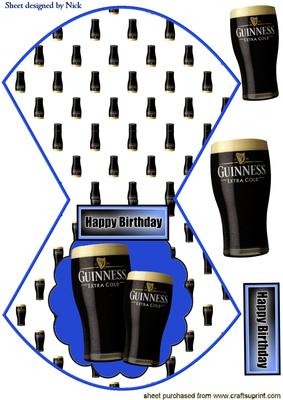 Pints of Guinness on Rocker Card for Birthday