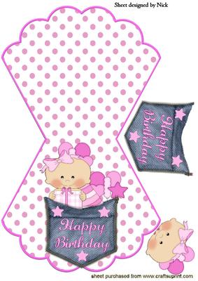 Baby Girls Pocket Birthday Rocker Card