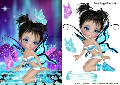 Fantasy Faerie with Butterflies in Pink/turq