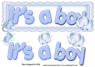 It's a Boy with Little Blue Elephant Dl