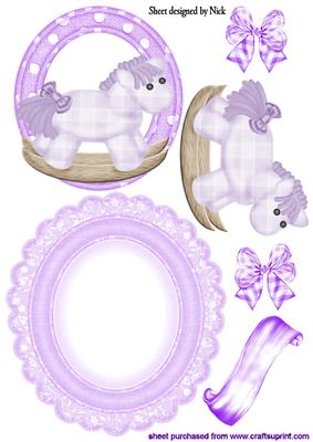 Purple Rocking Horse with Bows Rocker Card