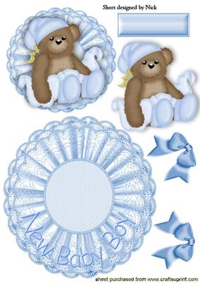 Bedtime Bear with His Blanket and Bows Rocker Card