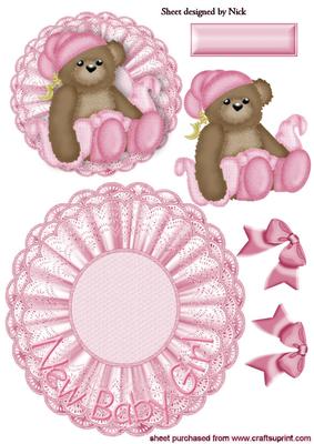 Bedtime Bear with Her Pink Blanket Rocker Card
