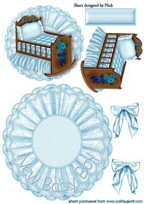 Baby Boys Blue Rocker Crib on Lace Rocker