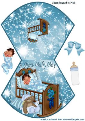 Sleeping Baby Boy in Crib Rocker Card