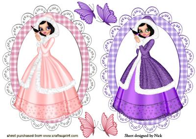 Pretty Ladies in Gowns with Little Bird Toppers