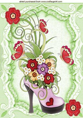 Flowers in Bloom in Pretty Shoe A4