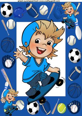 Birthday Boy Sports A4 Blue Frame