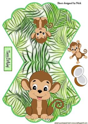 Cute Little Monkey in the Jungle on a Rocker Card