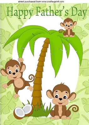 Cute Little Monkeys in the Jungle Fathers Day A4