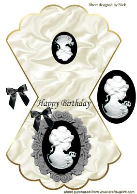 Gorgeous Black and Silver Cameo Silhouette Rocker Card