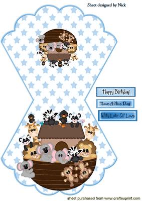 Noahs Ark with Lots of Cute Animals Rocker Card