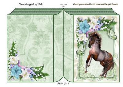 Beautiful Horse with Flowers Folded Book