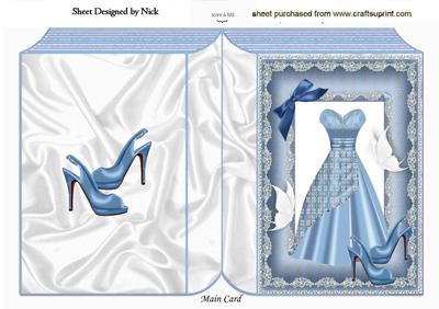 Blue Dress with Shoes in Blue Lace Frame Folded Book