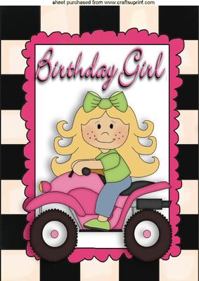 Birthday Girl on Pink Quad Bike A4