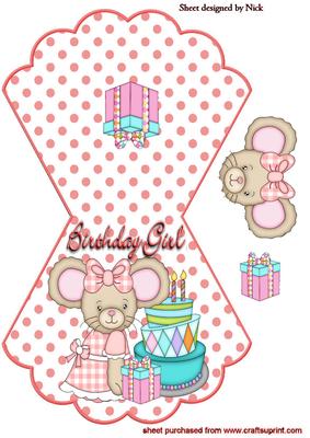 Little Mouse with Birthday Cake and Presents Rocker Card