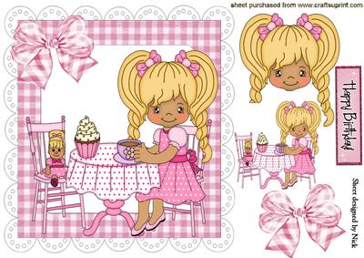Little Girls Birthday Party in Pink 8x8