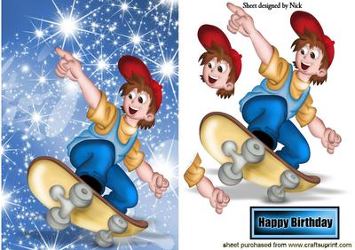 Skateboard Boy with Stars!