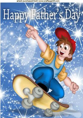 Skate Boarder with Stars, for Fathers Day A4
