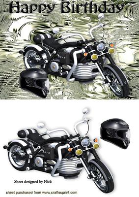 Black Motorbike on Silver Mettalic Effect