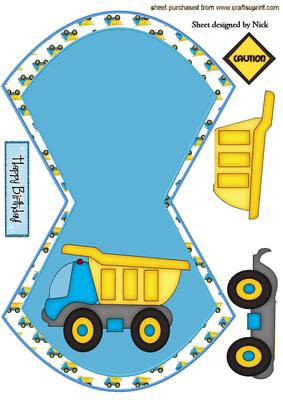 Dumper Truck with Caution Sign Rocker Card