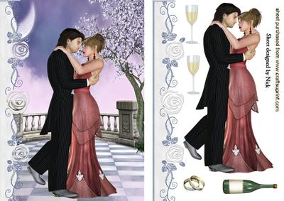 Love and Romance, Dancing Couple with Champagne