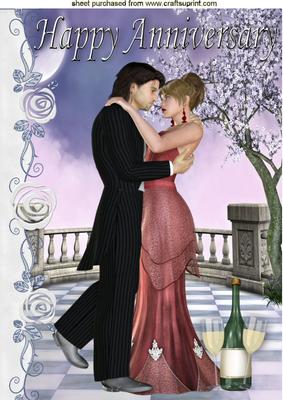 Love & Romance Anniversary Couple in the Moonlight A4