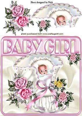 Sweet Little Baby Girl with Roses 8x8