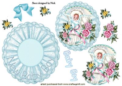 Sweet Baby Boy with Roses Rocker Card