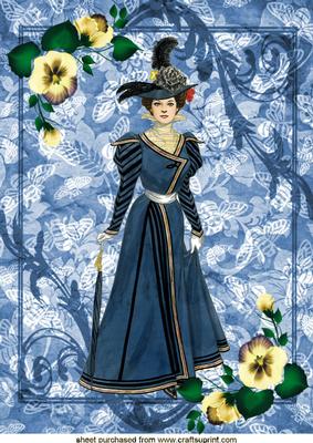 Elegant Victorian Lady in Blue A4 Topper