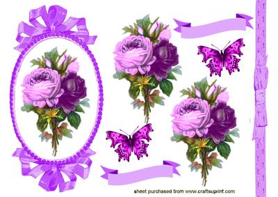 Gorgeous Purple/pinks Roses in Pretty Frame