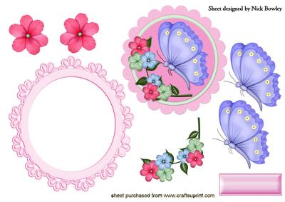 Pretty Butterfly and Flower Rocker Card