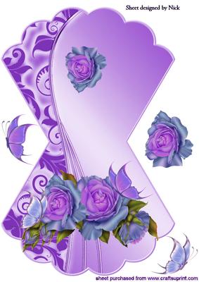 Purple Roses and Butterflies Rocker Card