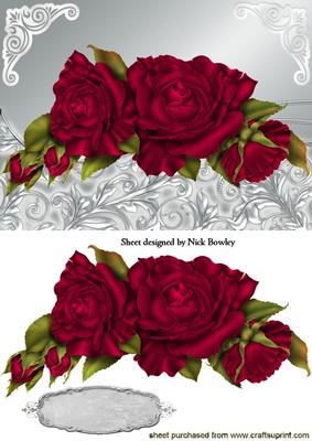 Beautiful Red Roses in Ornate Frame