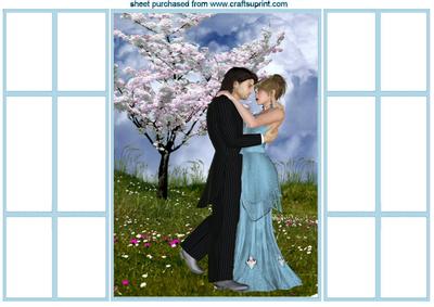 Romantic Couple with Blossom Tree French Gatefold