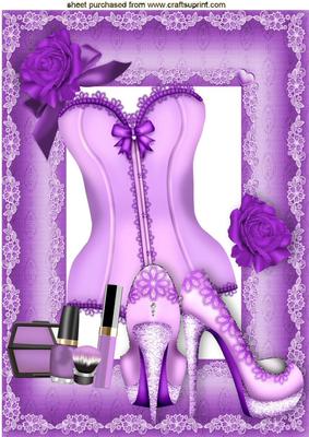 Pretty Purple Basque with Rose and Shoes A4
