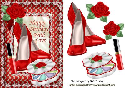 Pretty Red Shoes and Makeup with Roses