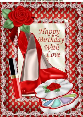 Pretty Red Shoes and Makeup with Roses A4