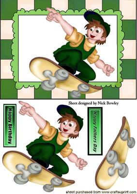 Skate Boarder in Green Frame