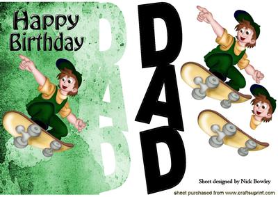 Skate Boarder for Dad (word) Card