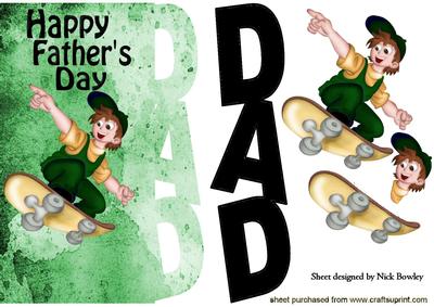 Skate Boarder for Dad (word Card for Fathers Day
