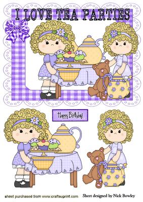 I Love Tea Parties, with Girls and Teddy Bear