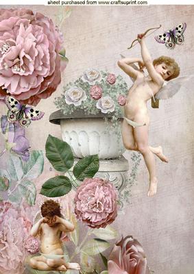 Roses with Little Cherubs Waking Up in the Morning A4