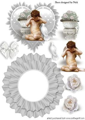 Little Sleepy Cherub with Dove Rocker Card