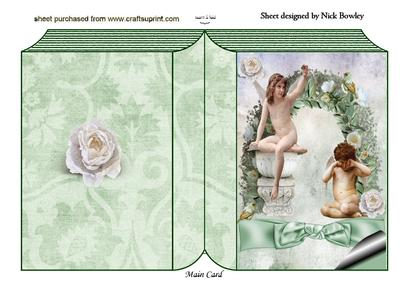 Cherubs with Little Birds and Bow Folded Book