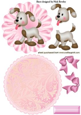 Little Puppy with Bows Rocker Card