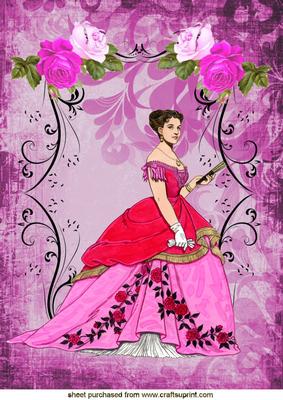 Gorgeous Lady in Pink Gown A4 Topper