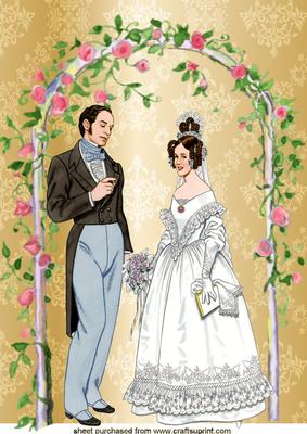 Beautiful Victorian Wedding with Bride & Groom A4 Topper