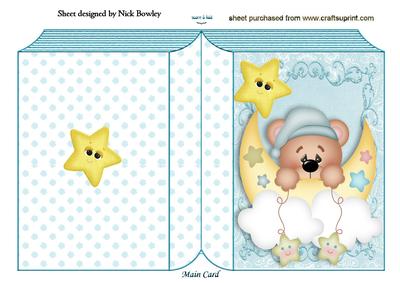 Sweet Dreams Little Teddy in Blue with Moon Folded Book